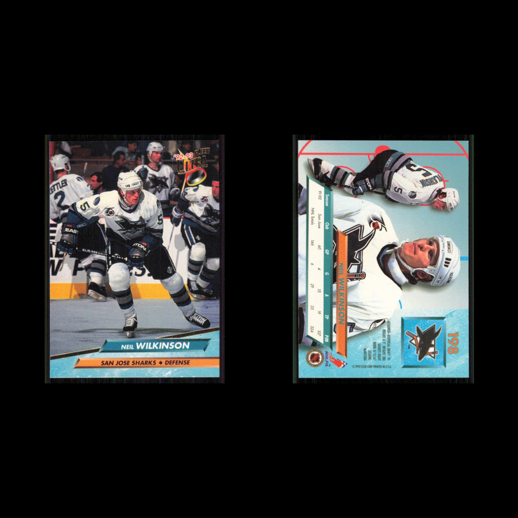 Neil Wilkinson #198 1992 Fleer Ultra San Jose Sharks Hockey Card NHL NM