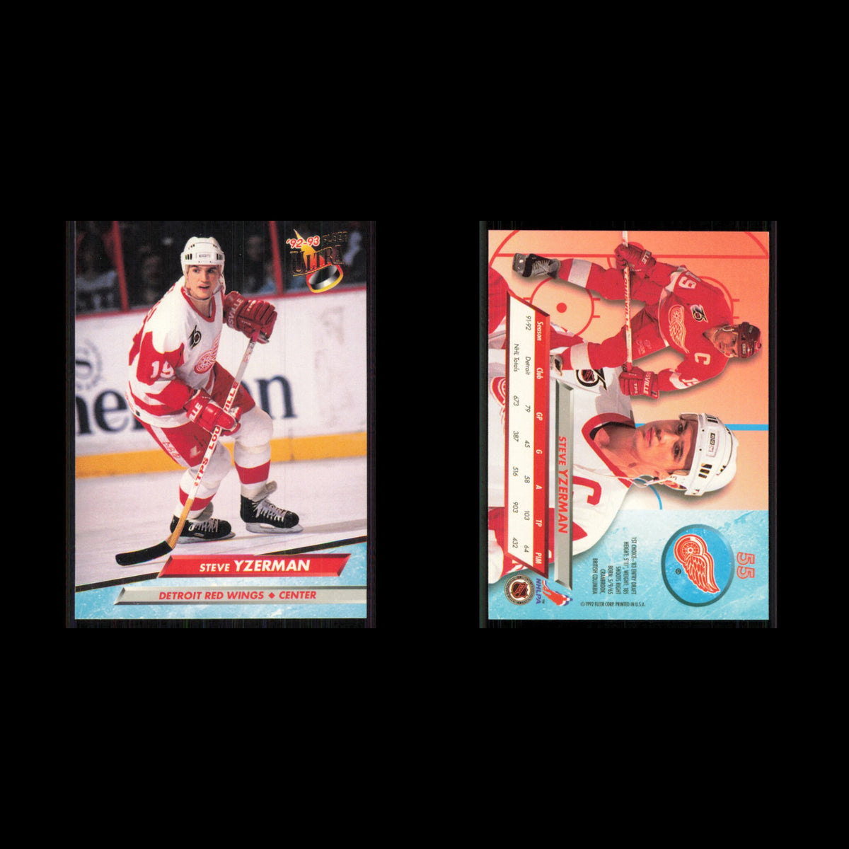 Steve Yzerman #55 1992 Fleer Ultra Detroit Red Wings Hockey Card NHL NM