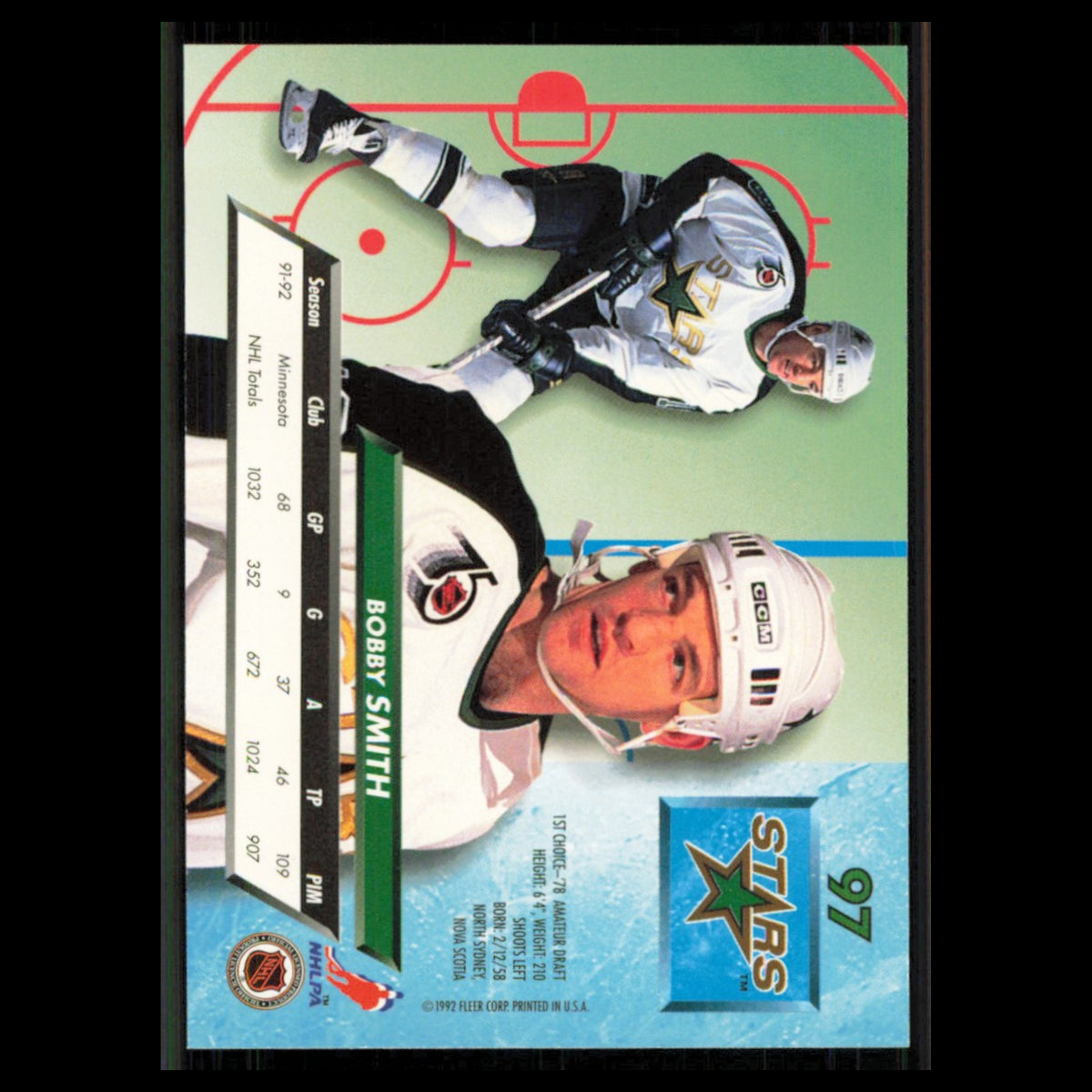 Bobby Smith #97 1992 Fleer Ultra Minnesota North Stars Hockey Card NHL NM
