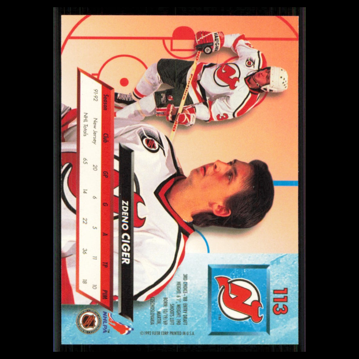 Zdeno Ciger #113 1992 Fleer Ultra New Jersey Devils Hockey Card NHL NM