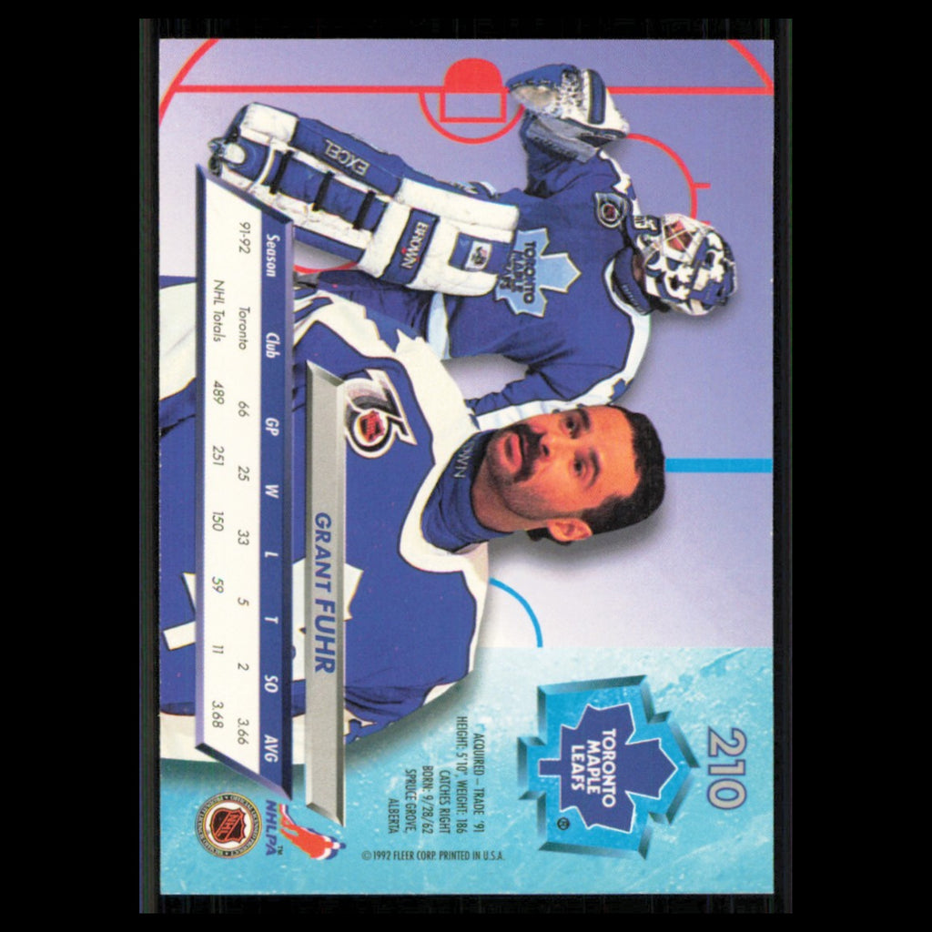 Grant Fuhr #210 1992 Fleer Ultra Toronto Maple Leafs Hockey Card NHL NM