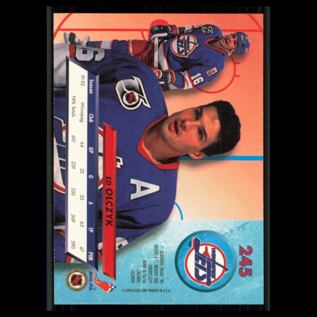 Ed Olczyk #245 1992 Fleer Ultra Winnipeg Jets Hockey Card NHL NM