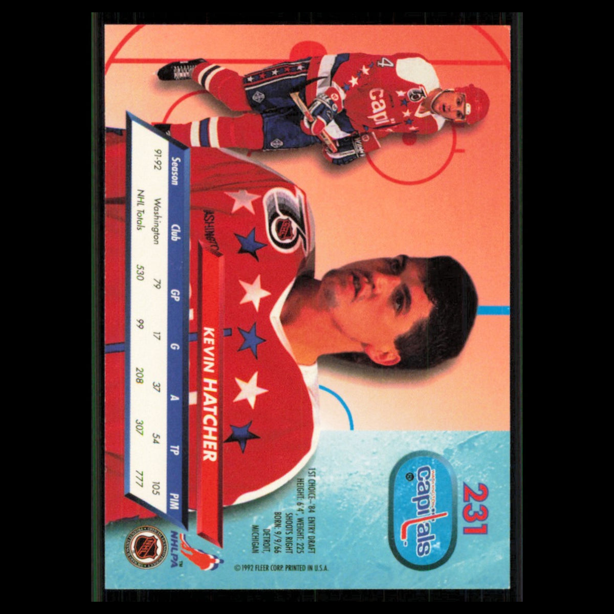 Kevin Hatcher #231 1992 Fleer Ultra Washington Capitals Hockey Card NHL NM
