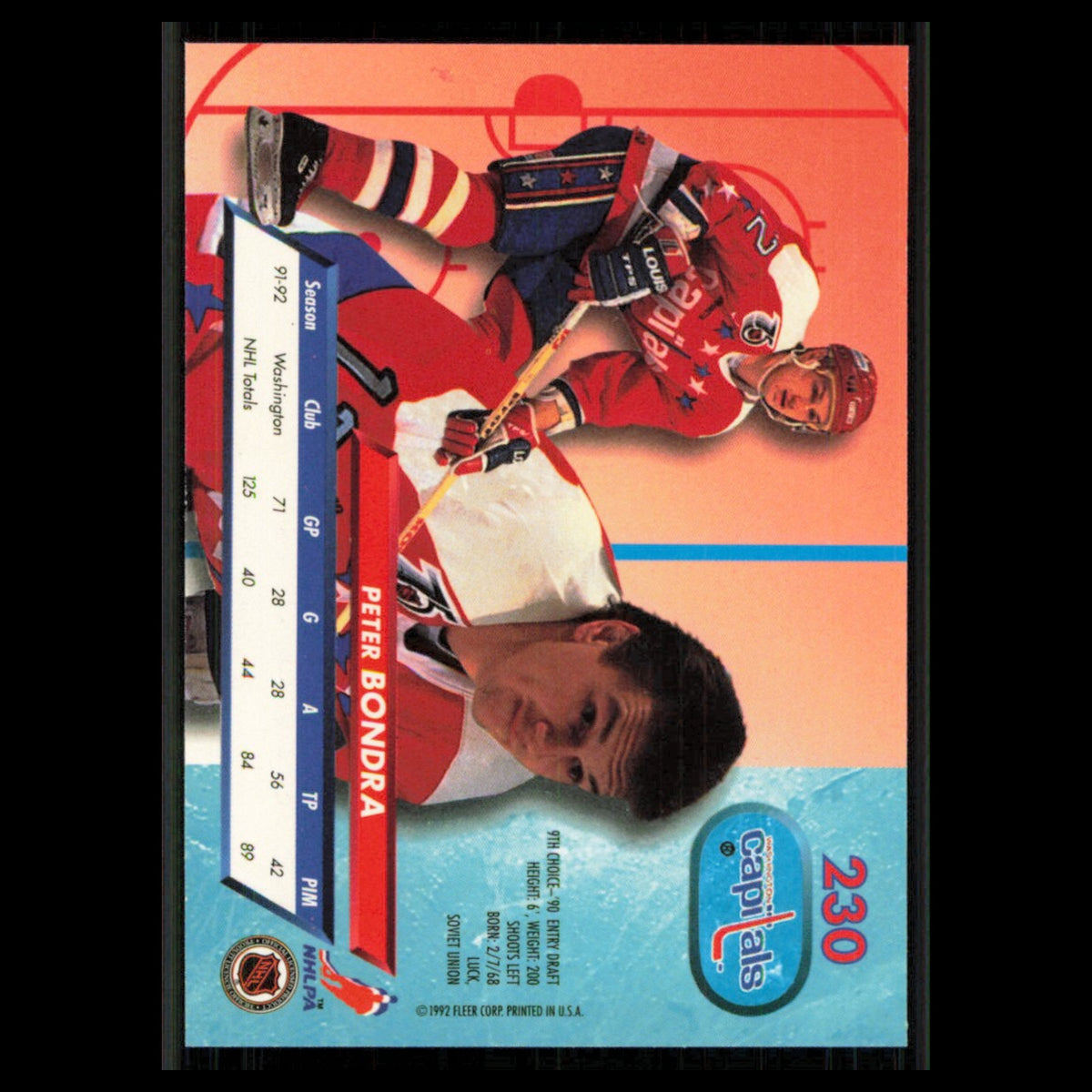 Peter Bondra #230 1992 Fleer Ultra Washington Capitals Hockey Card NHL NM