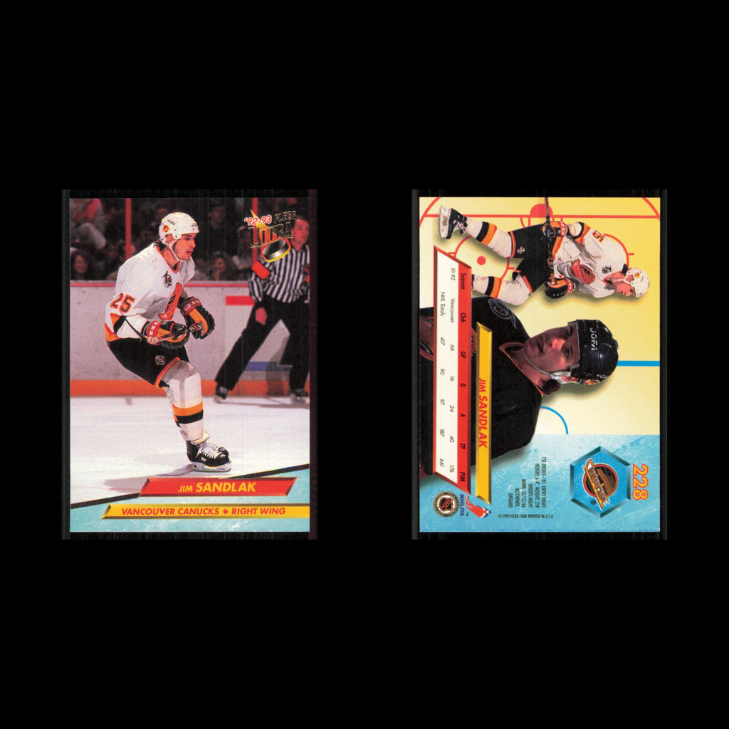 Jim Sandlak #228 1992 Fleer Ultra Vancouver Canucks Hockey Card NHL NM