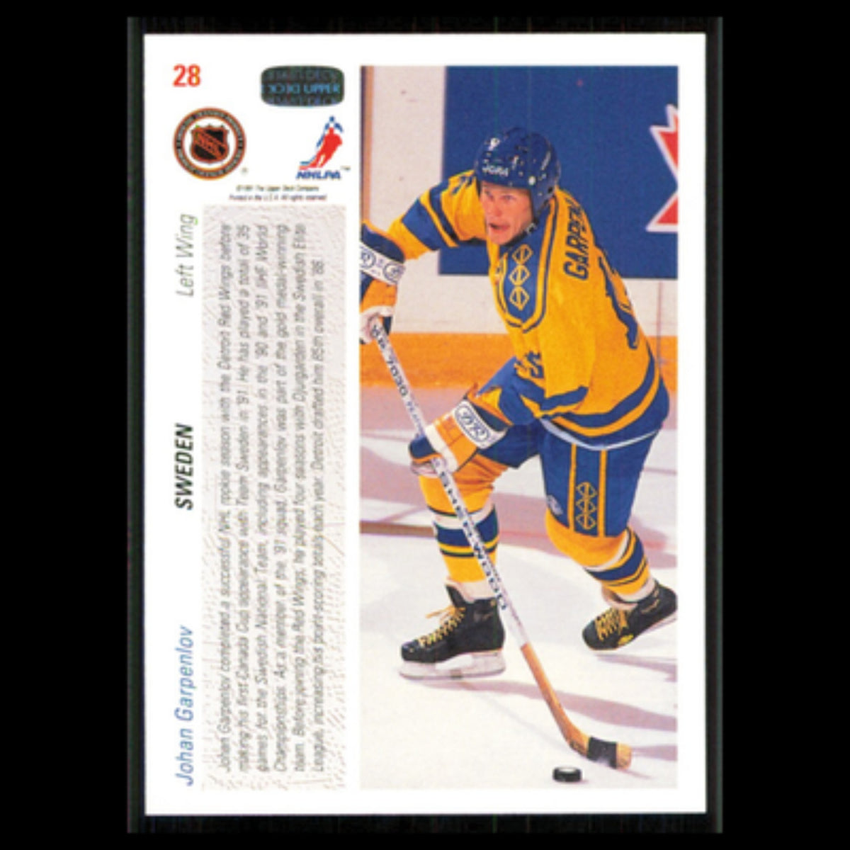 Johan Garpenlov #28 1991 Upper Deck Sweden Hockey Card NHL NM