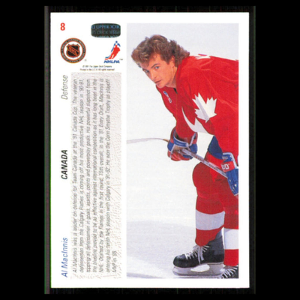 Al MacInnis #8 1991 Upper Deck Canada Hockey Card NHL NM