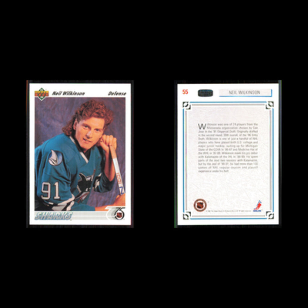 Neil Wilkinson #55 1991 Upper Deck San Jose Sharks Hockey Card NHL NM