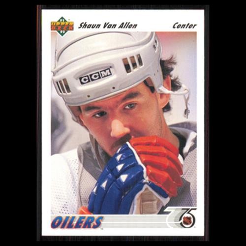 Shaun Van Allen Rookie #52 1991 Upper Deck Edmonton Oilers Hockey Card NHL NM