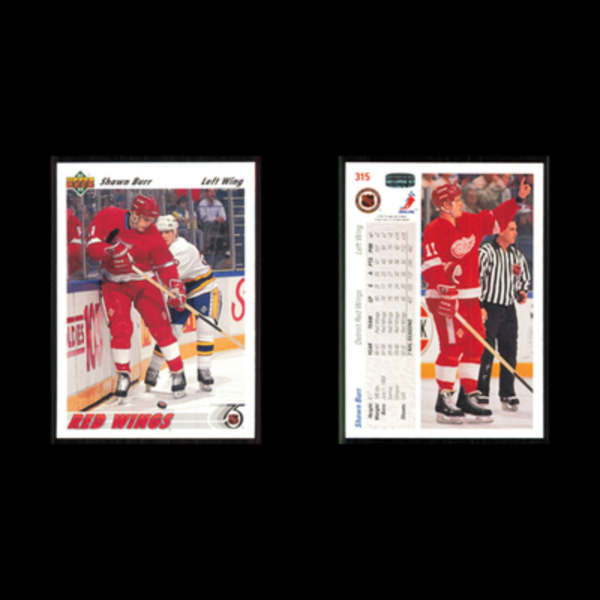 Shawn Burr #315 1991 Upper Deck Detroit Red Wings Hockey Card NHL NM