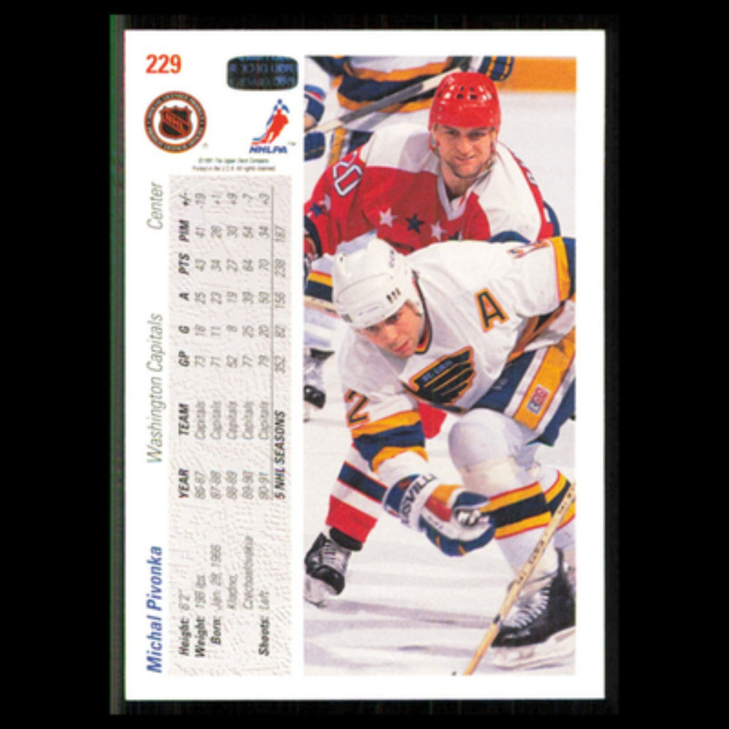 Michal Pivonka #229 1991 Upper Deck Washington Capitals Hockey Card NHL NM