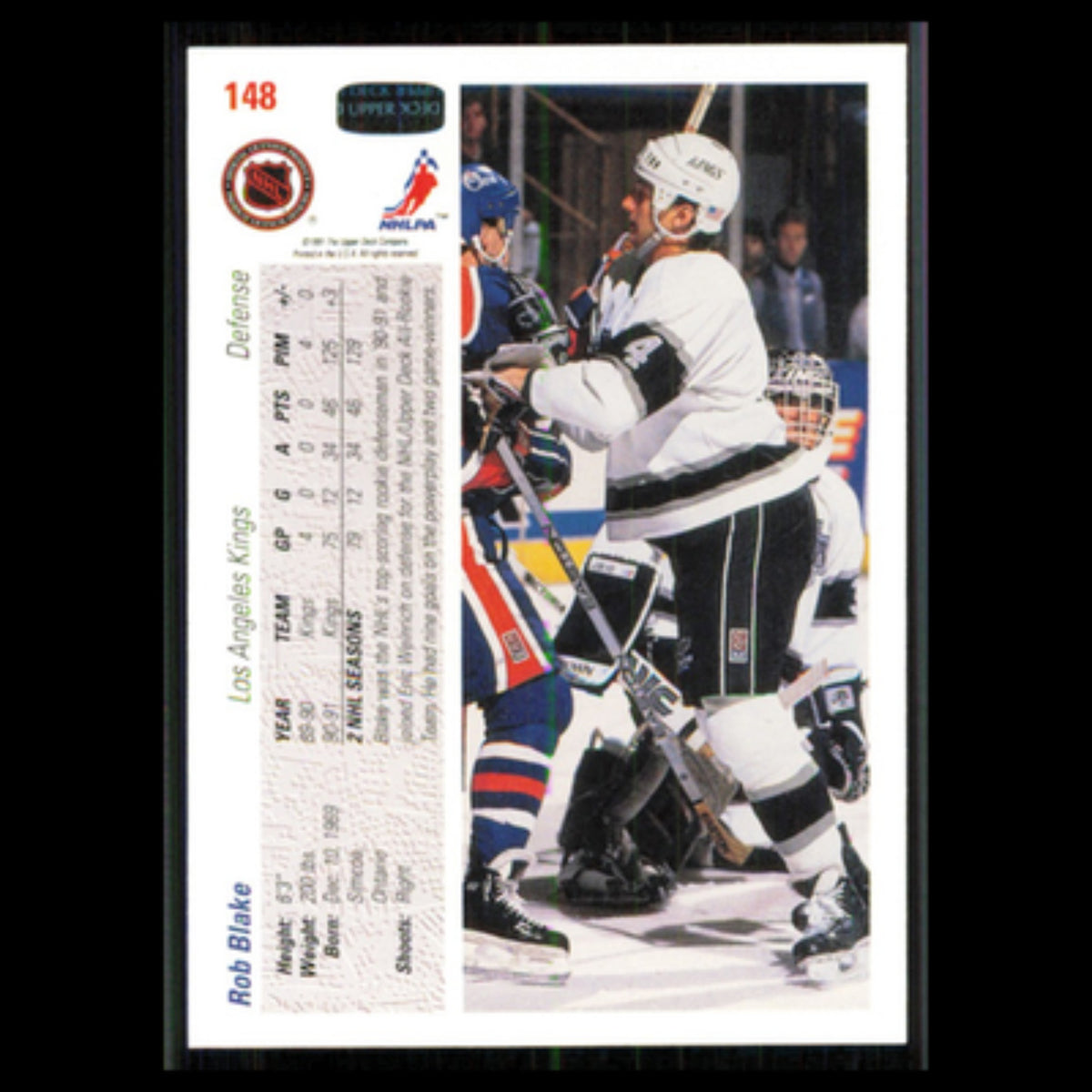 Rob Blake #148 1991 Upper Deck Los Angeles Kings Hockey Card NHL NM