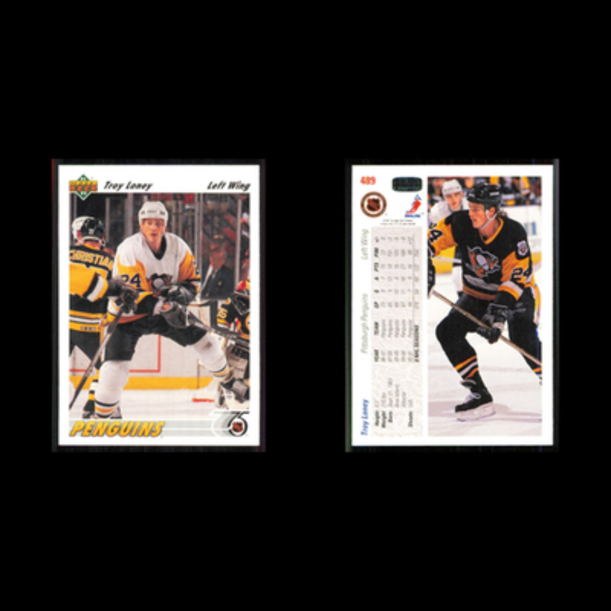 Troy Loney #489 1991 Upper Deck Pittsburgh Penguins Hockey Card NHL NM
