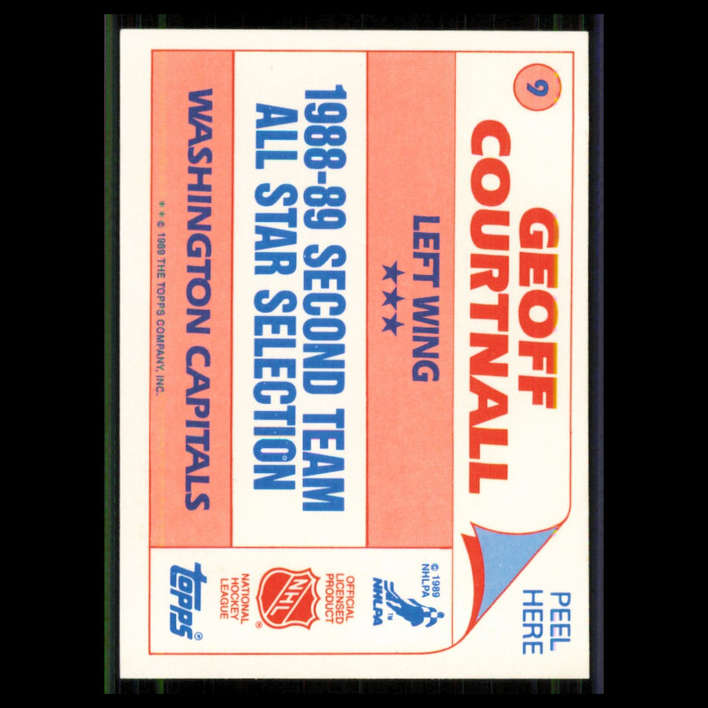 Geoff Courtnall #9 1989 Topps Sticker Inserts Washington Capitals Hockey Card NM