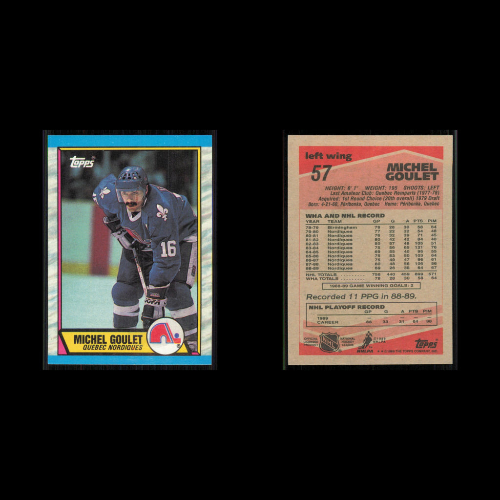 Michel Goulet #57 1989 Topps Quebec Nordiques Hockey Card NHL NM