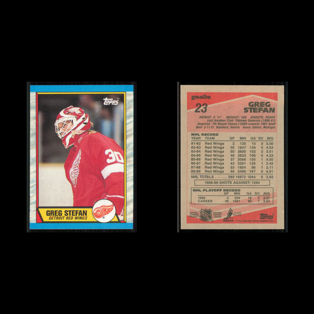 Greg Stefan #23 1989 Topps Detroit Red Wings Hockey Card NHL NM