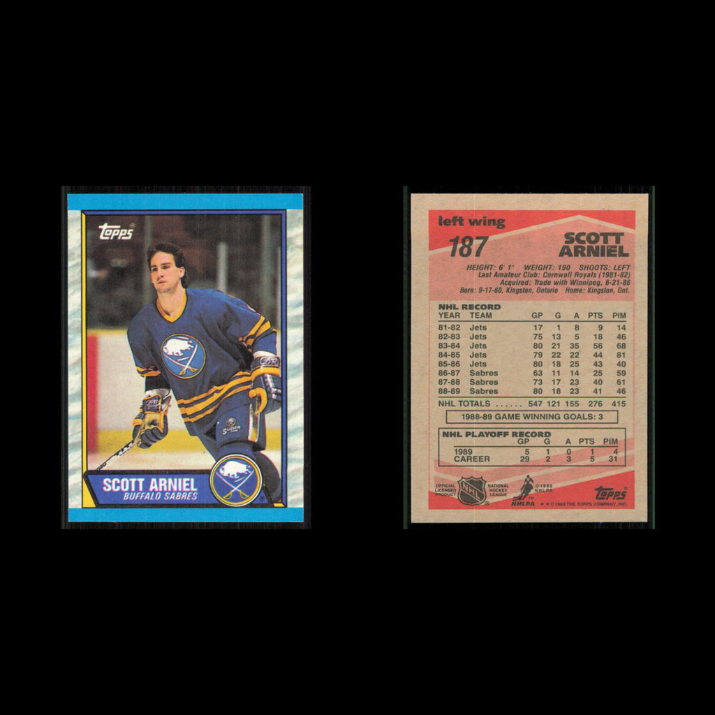 Scott Arniel #187 1989 Topps Buffalo Sabres Hockey Card NHL NM