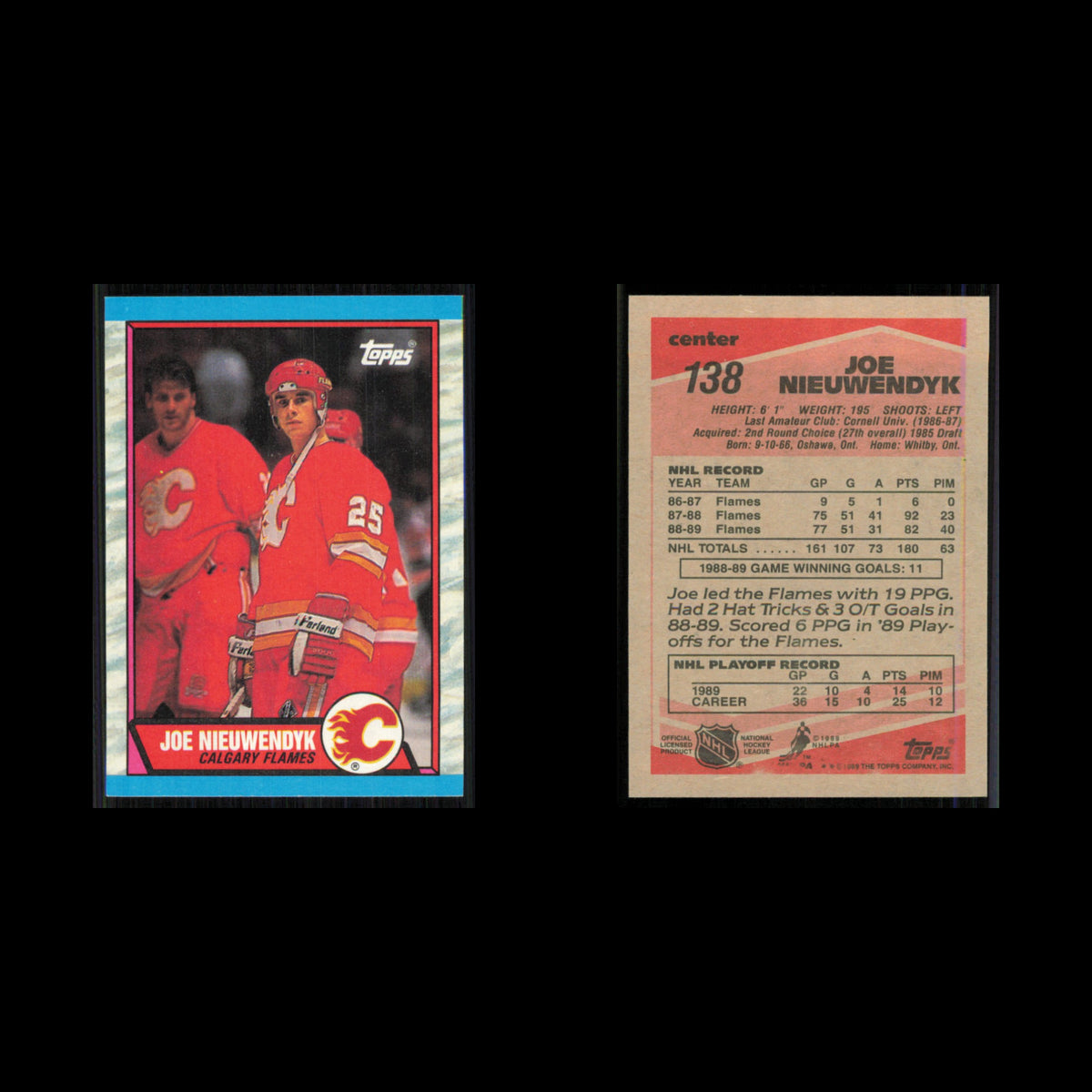 Joe Nieuwendyk #138 1989 Topps Calgary Flames Hockey Card NHL NM