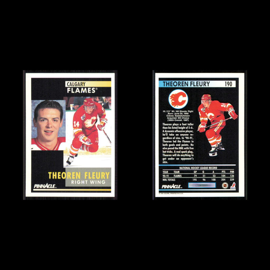 Theo Fleury #190 1991 Pinnacle Calgary Flames Hockey Card NHL NM