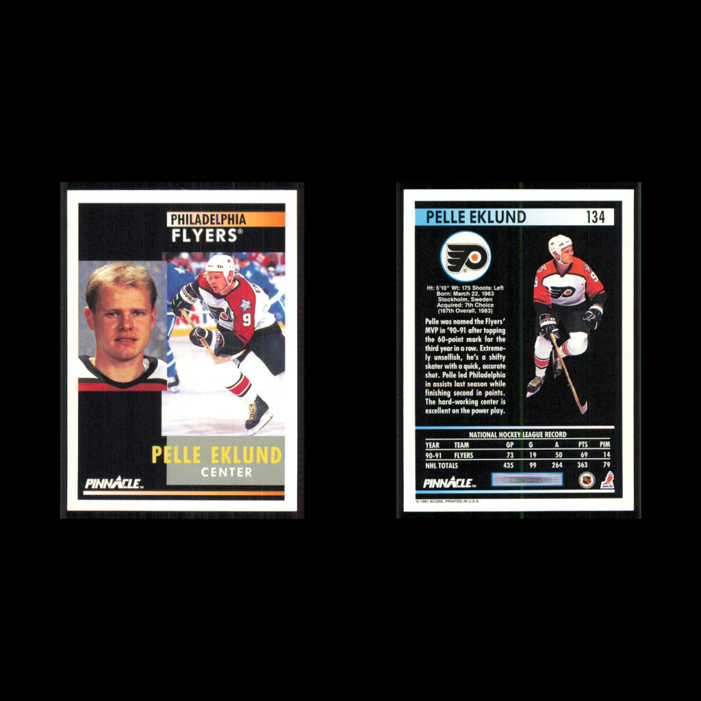 Pelle Eklund #134 1991 Pinnacle Philadelphia Flyers Hockey Card NHL NM