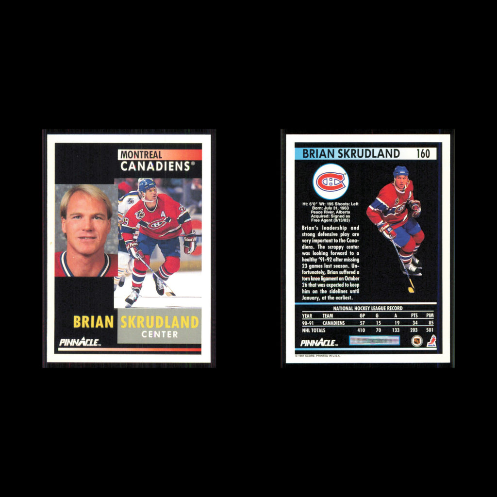 Brian Skrudland #160 1991 Pinnacle Montreal Canadiens Hockey Card NHL NM