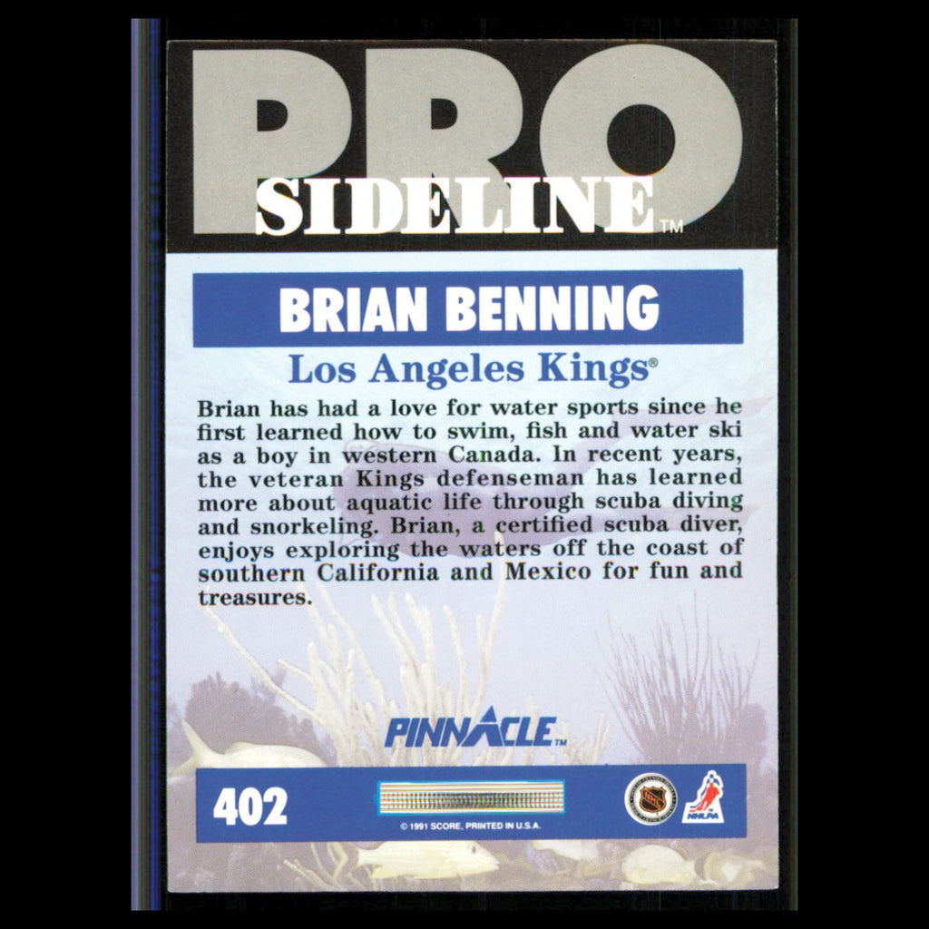 Brian Benning #402 1991 Pinnacle Los Angeles Kings Hockey Card NHL NM