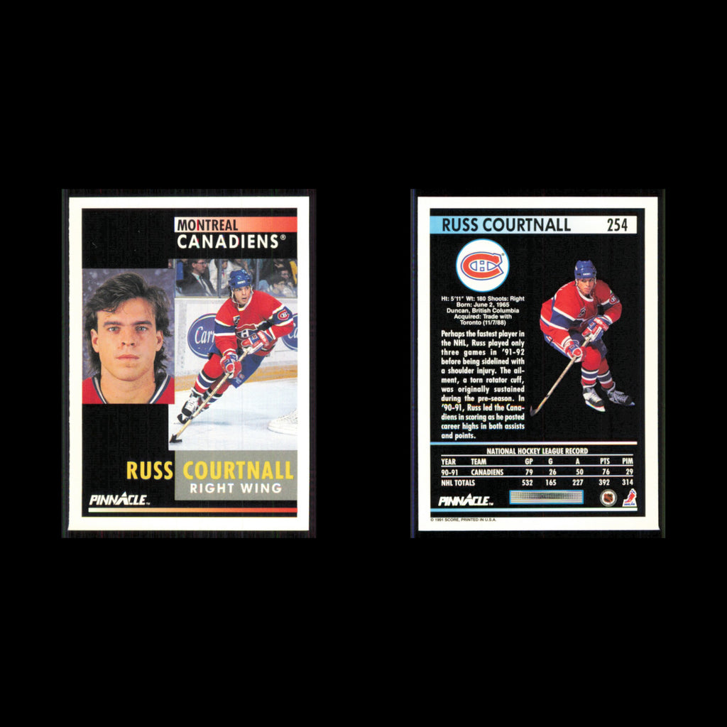 Russ Courtnall #254 1991 Pinnacle Montreal Canadiens Hockey Card NHL NM