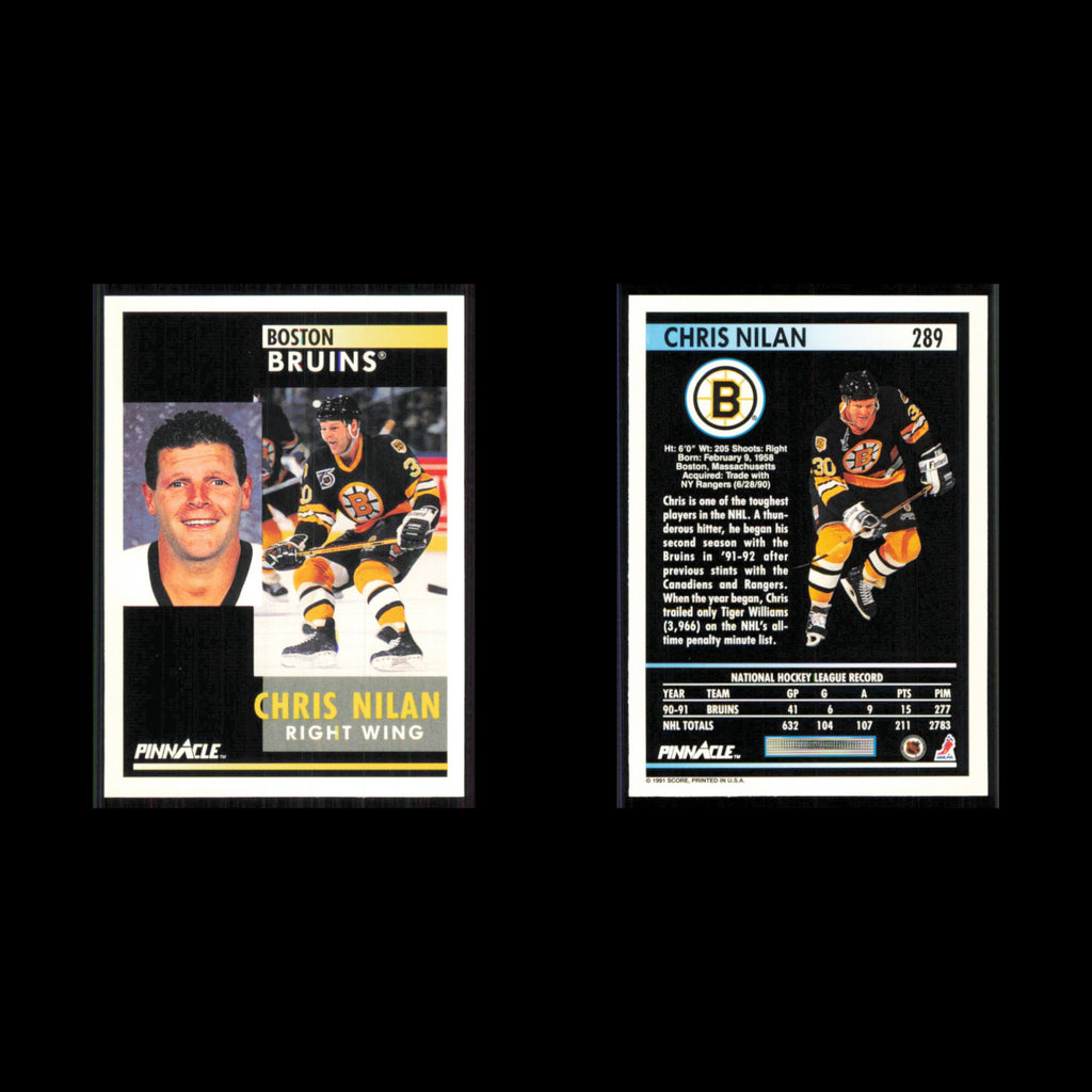 Chris Nilan #289 1991 Pinnacle Boston Bruins Hockey Card NHL NM