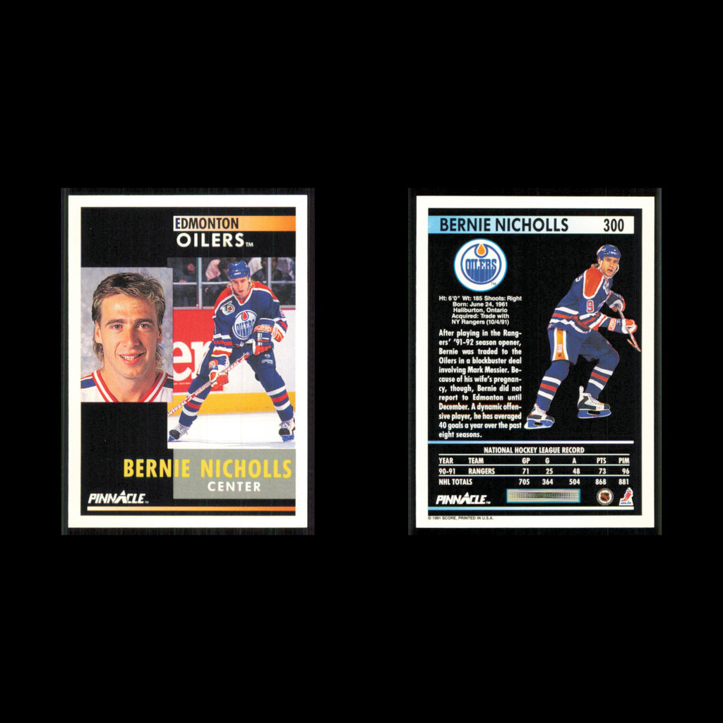 Bernie Nicholls #300 1991 Pinnacle Edmonton Oilers Hockey Card NHL NM