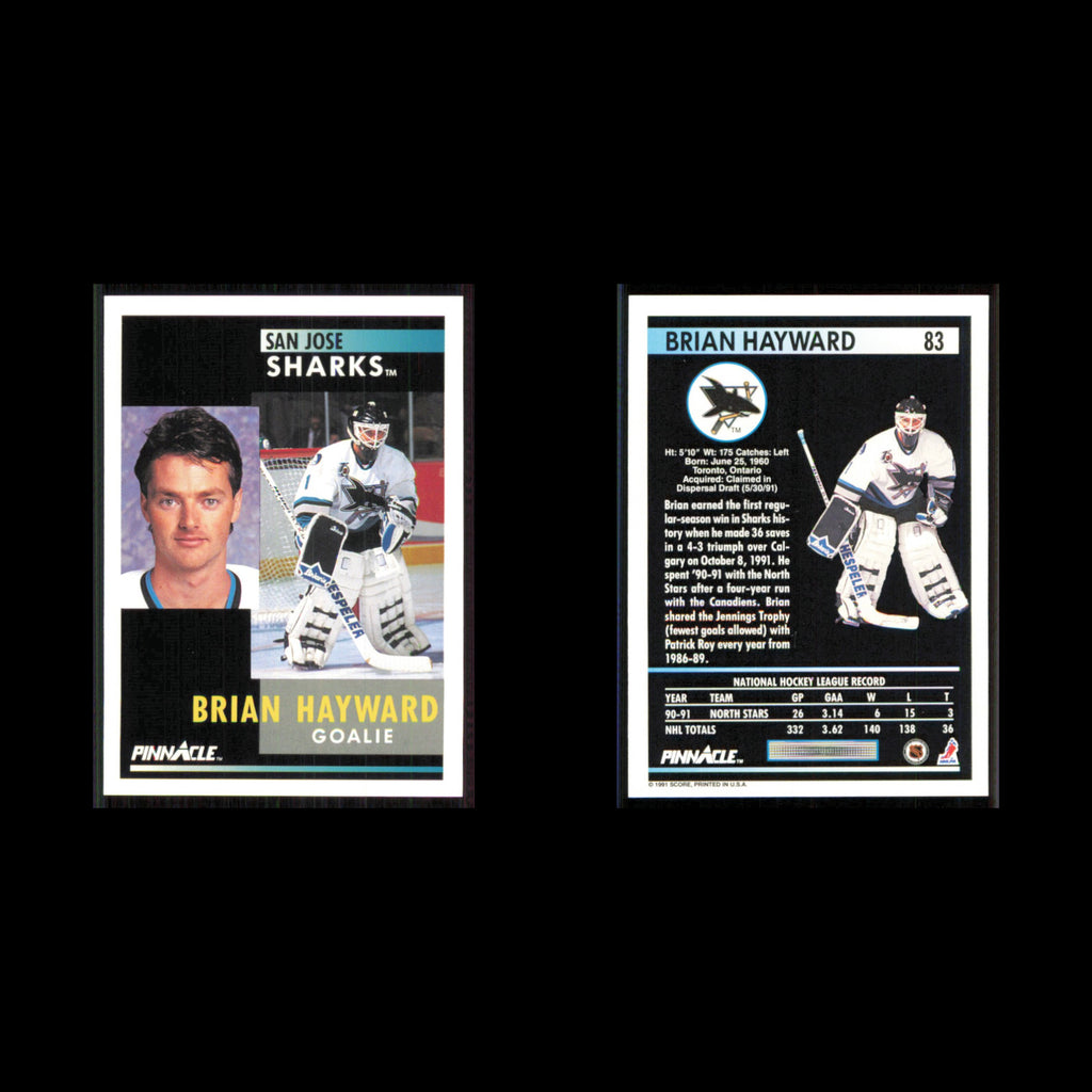 Brian Hayward #83 1991 Pinnacle San Jose Sharks Hockey Card NHL NM
