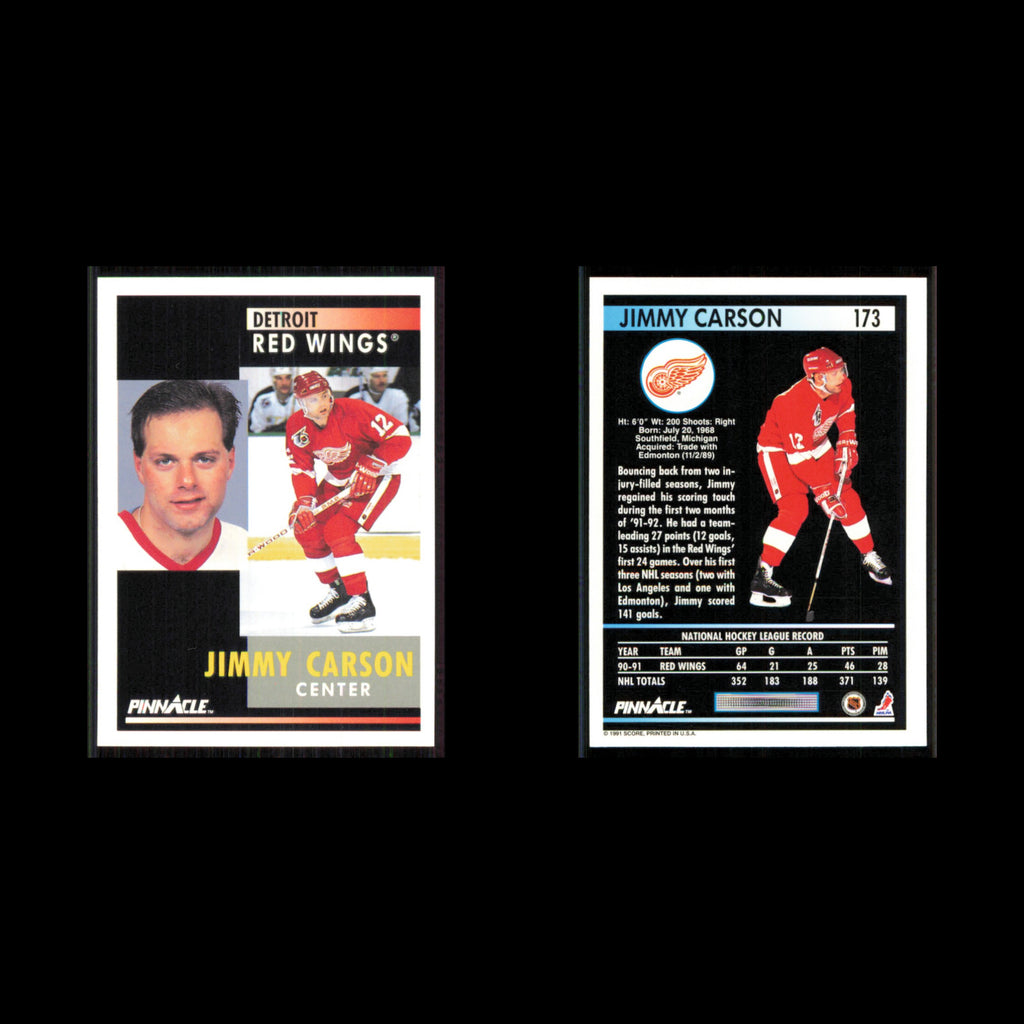 Jimmy Carson #173 1991 Pinnacle Detroit Red Wings Hockey Card NHL NM