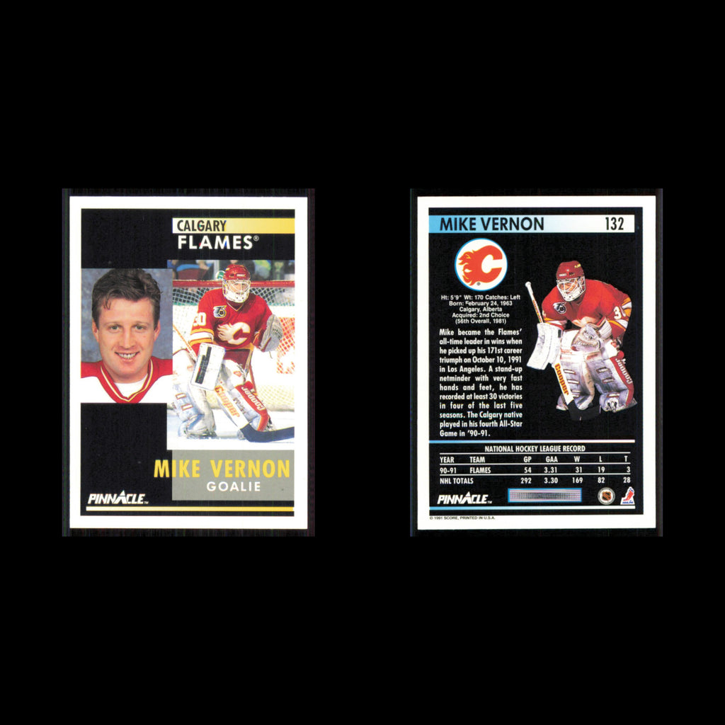 Mike Vernon #132 1991 Pinnacle Calgary Flames Hockey Card NHL NM