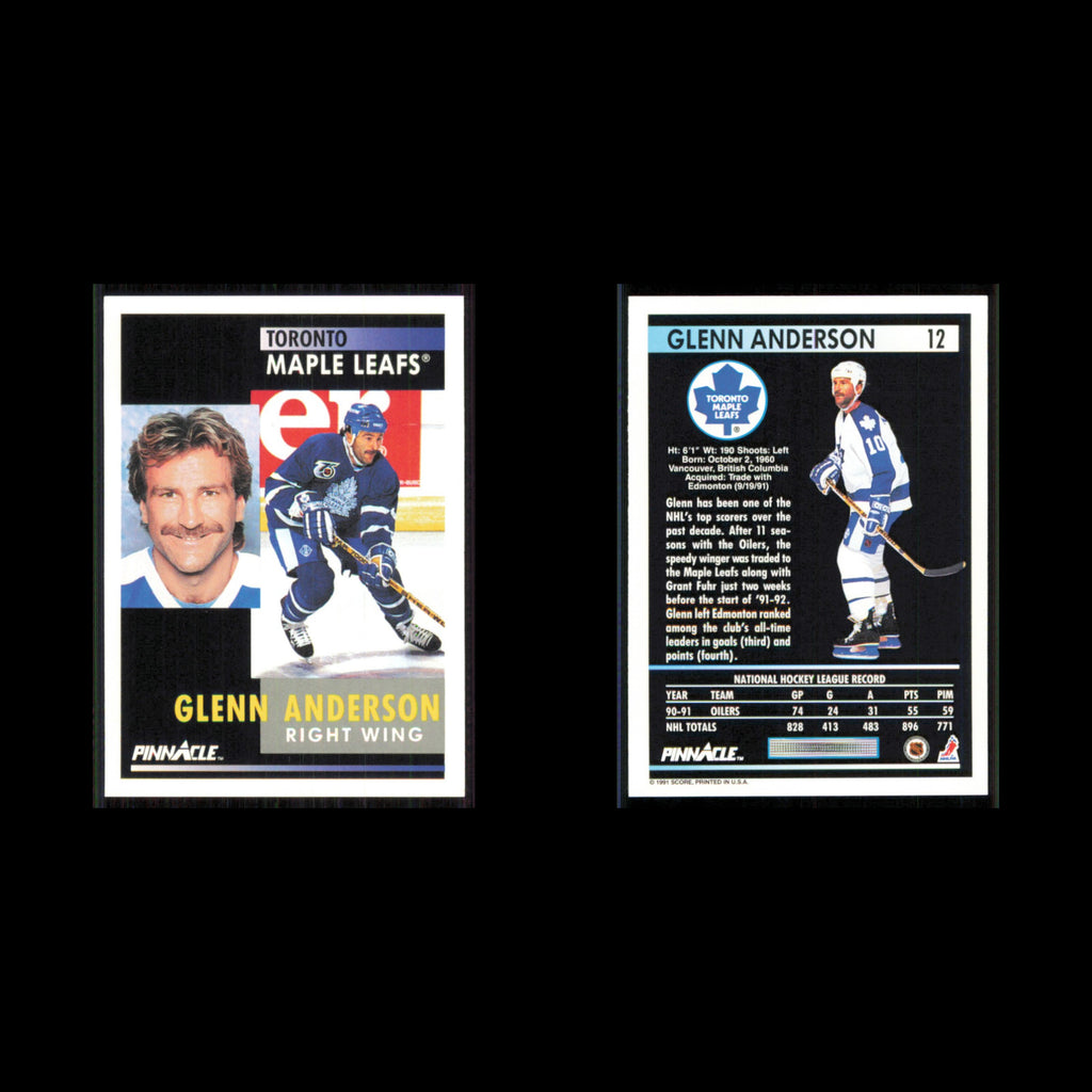 Glenn Anderson #12 1991 Pinnacle Toronto Maple Leafs Hockey Card NHL NM