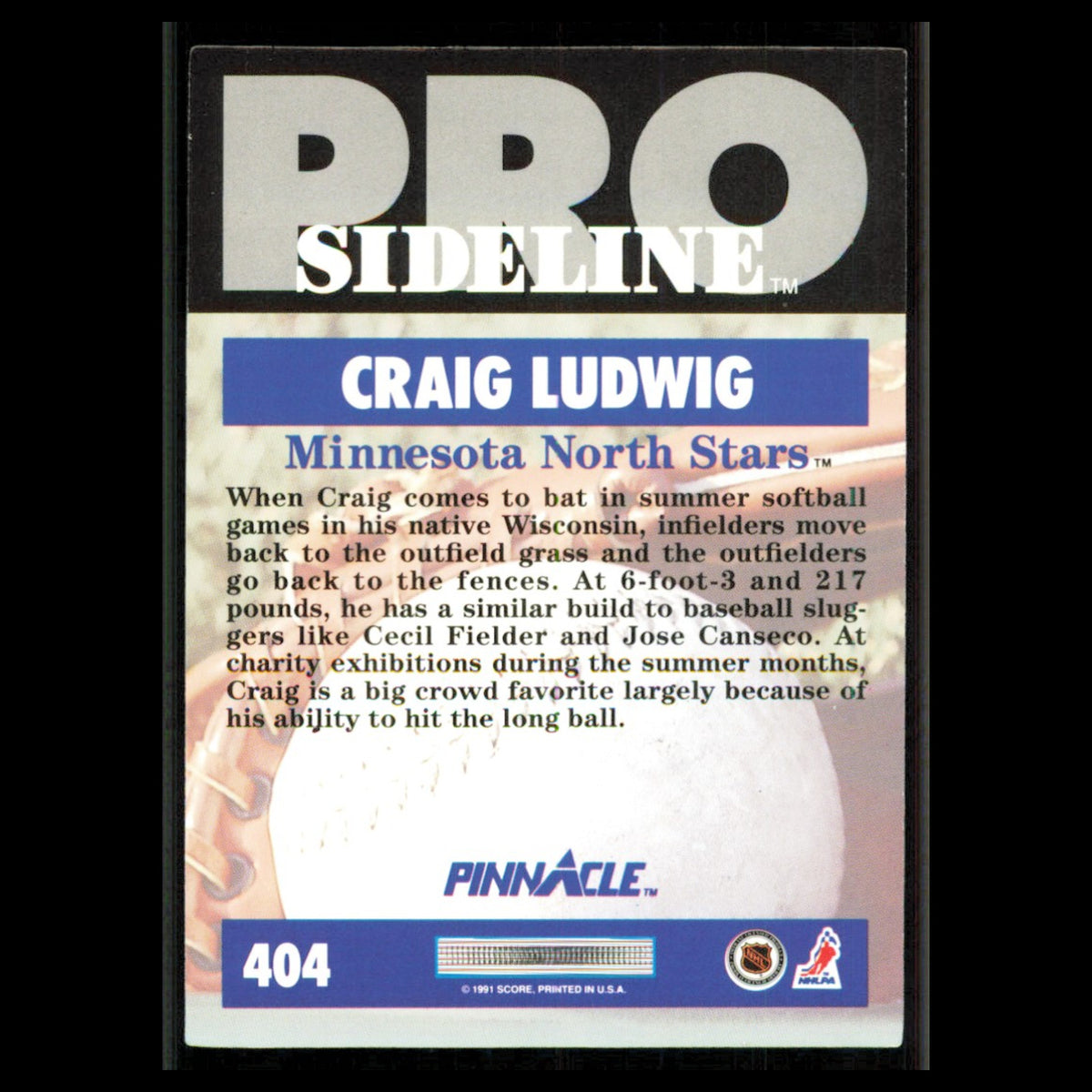 Craig Ludwig #404 1991 Pinnacle Minnesota North Stars Hockey Card NHL NM