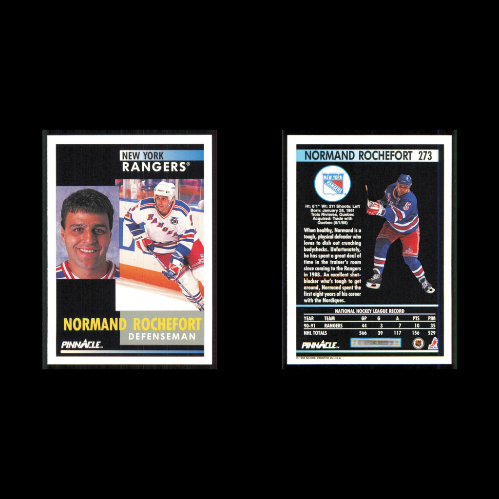 Normand Rochefort #273 1991 Pinnacle New York Rangers Hockey Card NHL NM