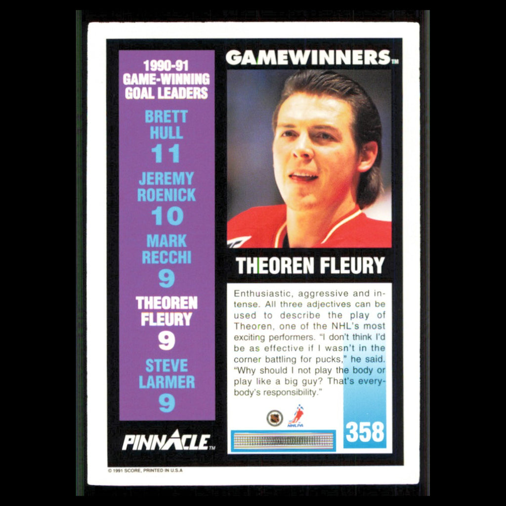 Theron Flurey #358 1991 Pinnacle Calgary Flames Hockey Card NHL NM