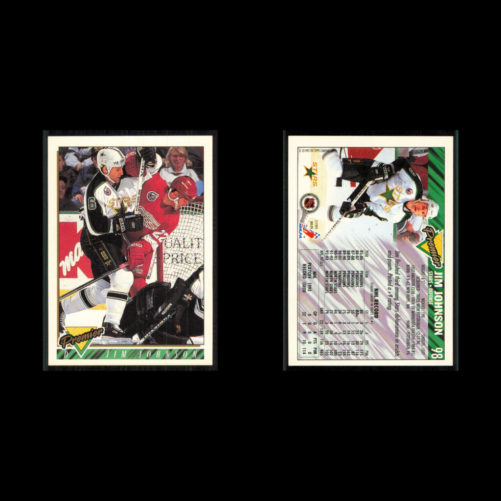 Jim Johnson #98 1993 Topps Premier Minnesota North Stars Hockey Card NHL NM