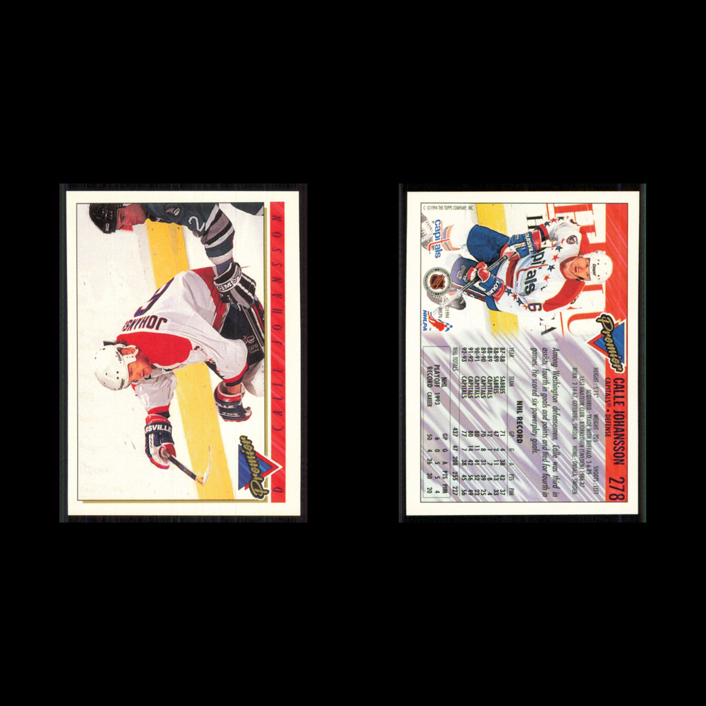 Calle Johansson #278 1993 Topps Premier Washington Capitals Hockey Card NHL NM