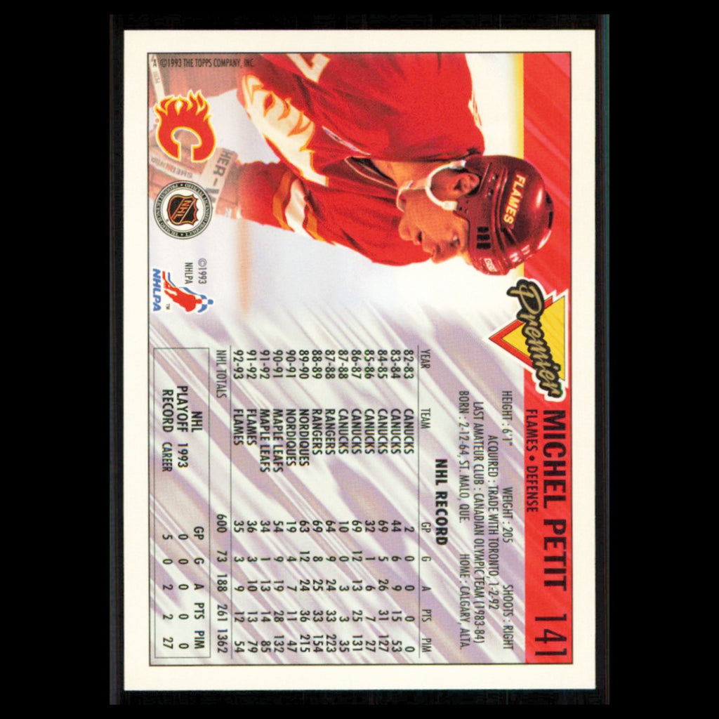 Michel Petit #141 1993 Topps Premier Calgary Flames Hockey Card NHL NM