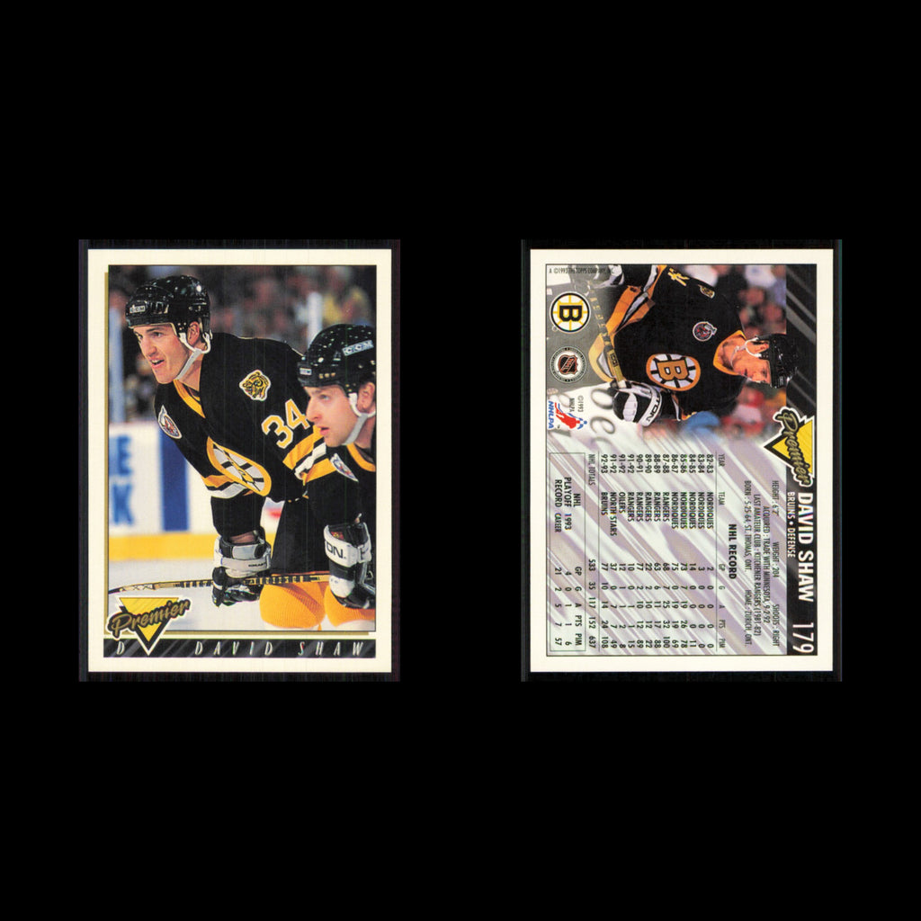 David Shaw #179 1993 Topps Premier Boston Bruins Hockey Card NHL NM