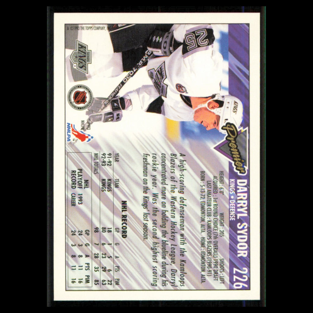 Darryl Sydor #226 1993 Topps Premier Los Angeles Kings Hockey Card NHL NM