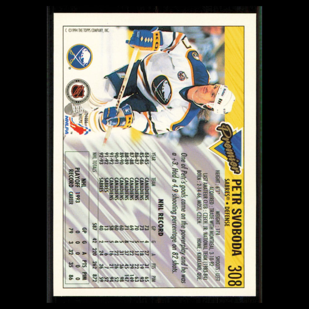 Petr Svoboda #308 1993 Topps Premier Buffalo Sabres Hockey Card NHL NM
