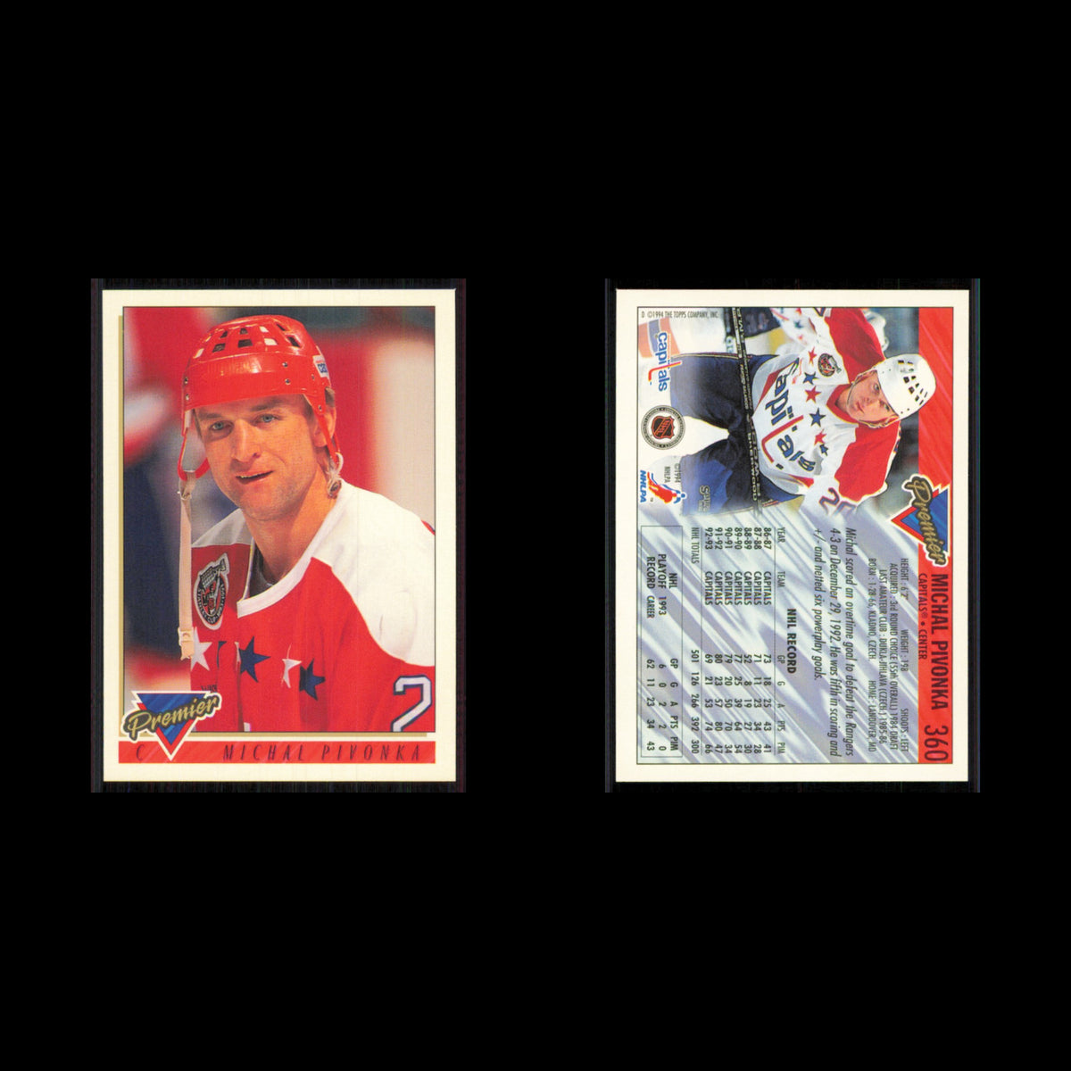 Michal Pivonka #360 1993 Topps Premier Washington Capitals Hockey Card NHL NM