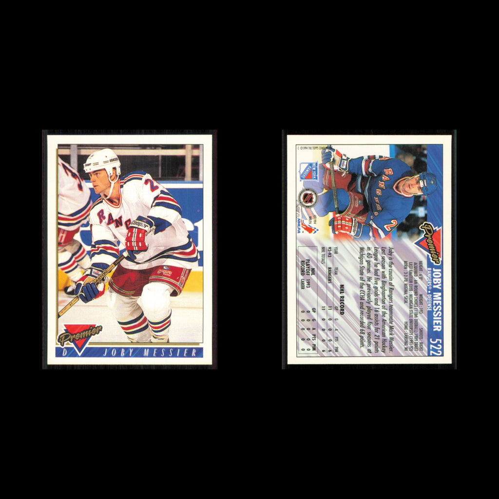 Joby Messier #522 1993 Topps Premier New York Rangers Hockey Card NHL NM