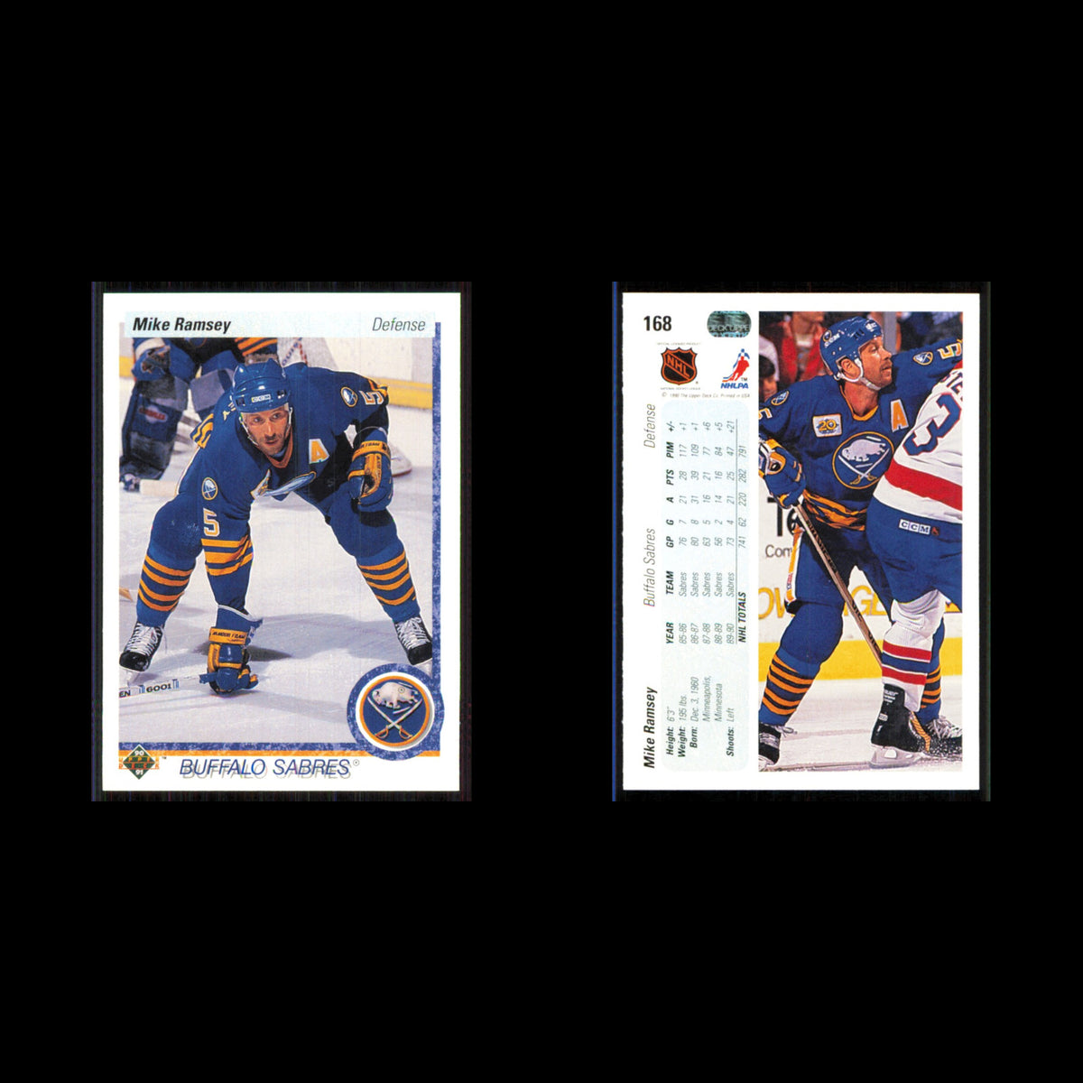 Mike Ramsey #168 1990 Upper Deck Buffalo Sabres Hockey Card NHL NM