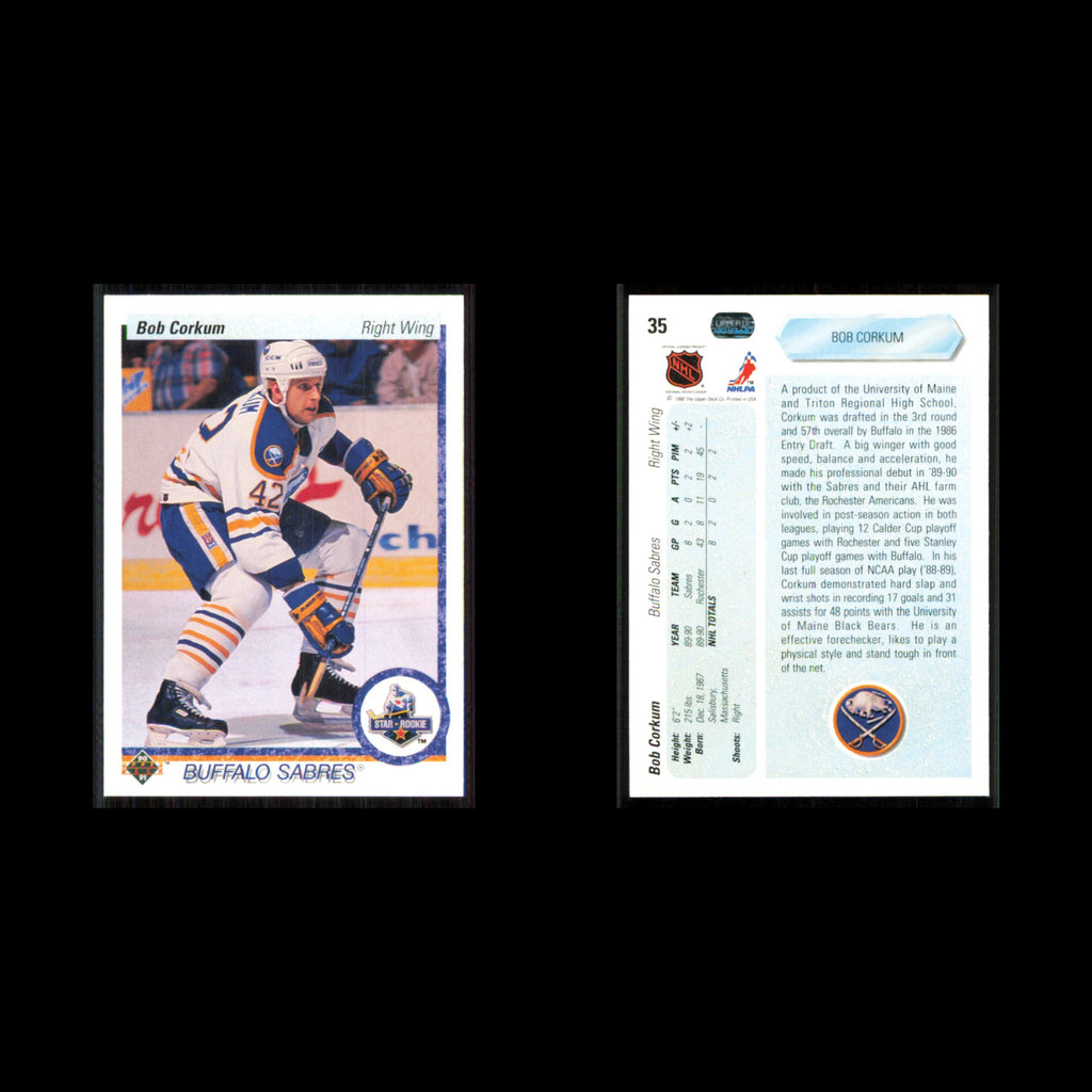 Bob Corkum Rookie #35 1990 Upper Deck Buffalo Sabres Hockey Card NHL NM