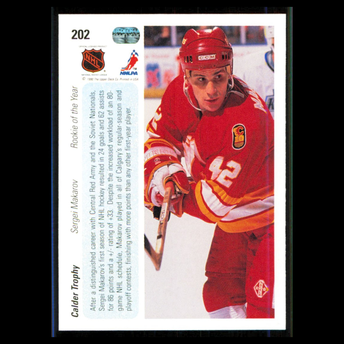 Sergei Makarov #202 1990 Upper Deck Calgary Flames Hockey Card NHL NM