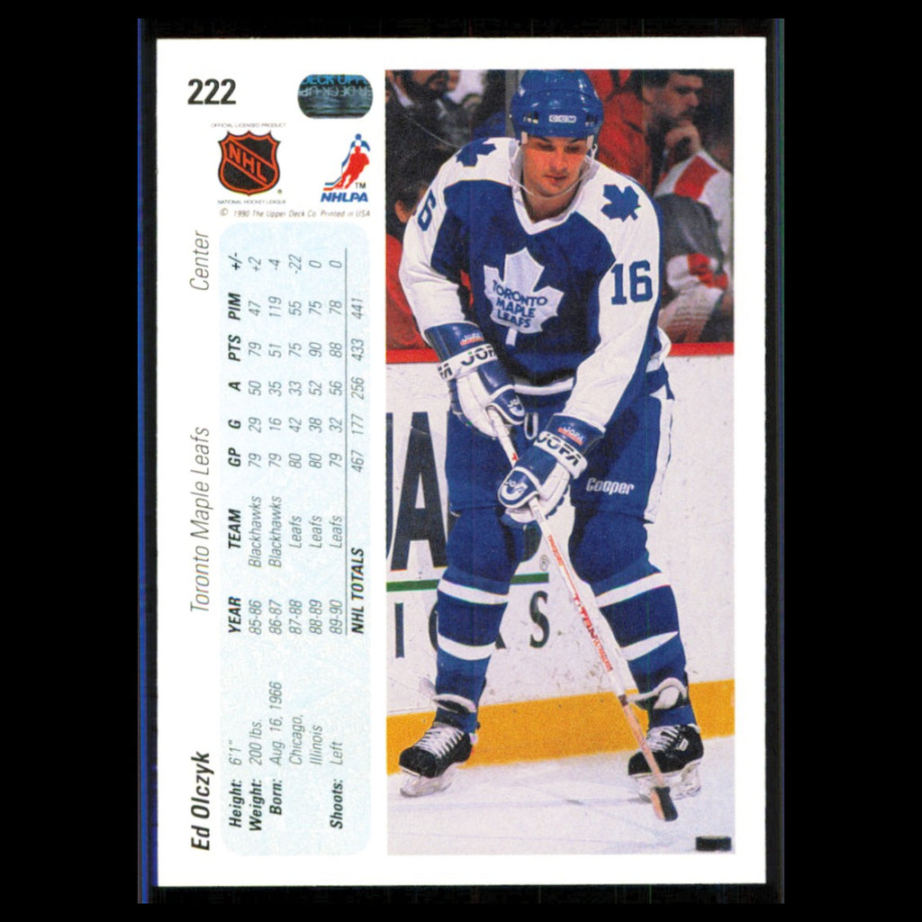 Ed Olczyk #222 1990 Upper Deck Toronto Maple Leafs Hockey Card NHL NM