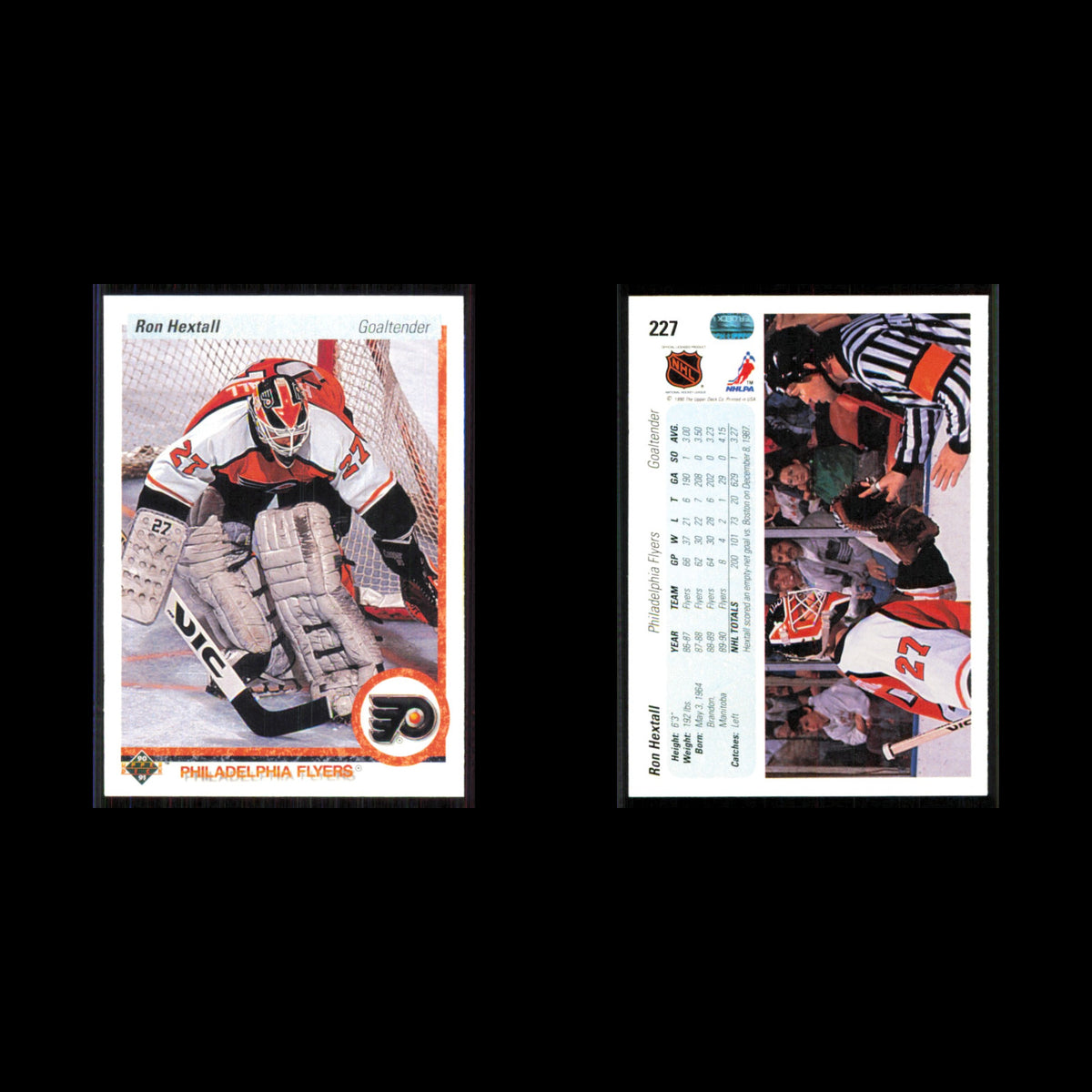 Ron Hextall #227 1990 Upper Deck Philadelphia Flyers Hockey Card NHL NM