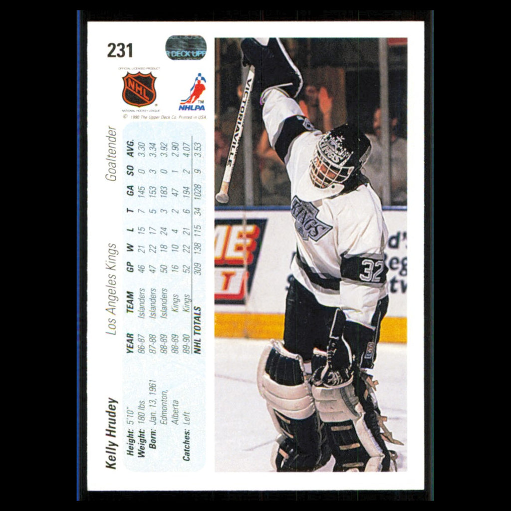 Kelly Hrudey #231 1990 Upper Deck Los Angeles Kings Hockey Card NHL NM